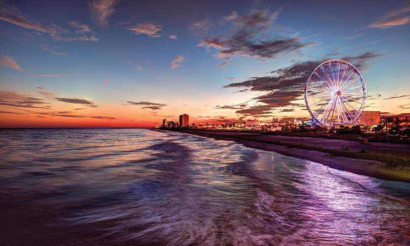 Myrtle Beach with Ferris Wheel at Dusk